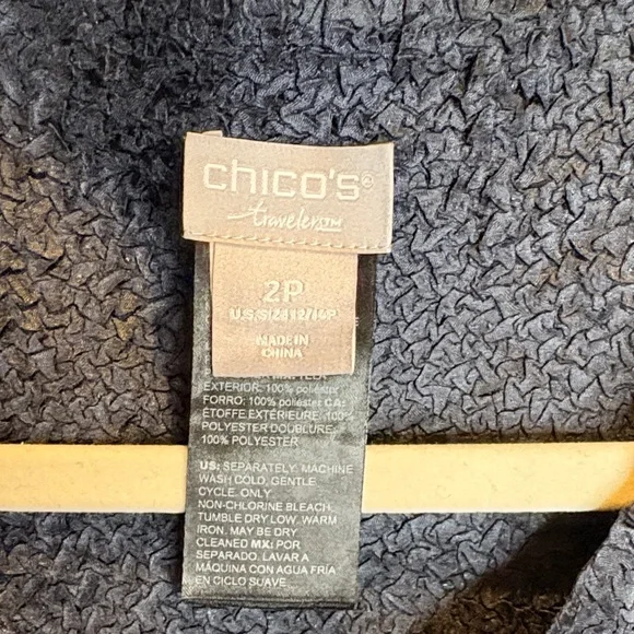 Chico's Travelers Blue and Black and solid black reversible long Cardigan 12P - Picture 2 of 10